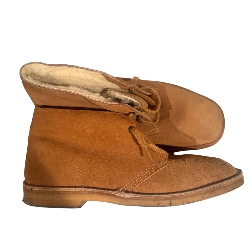 Unbranded Suede Sherpa Lined Lace Up Chukka Boots Tan Size 12 MENS